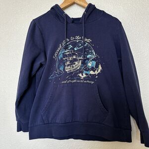Disney Peter Pan Gold Flying Jolly Roger Women’s Juniors Hoodie XL  Hot Topic